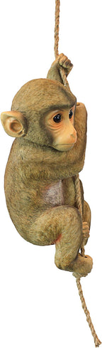 Design Toscano Chico the Chimpanzee Baby Monkey Hanging Indoor/Outdoor Animal Statue, 16 Inch Long, Cast Stone Resin, Brown Painted Finish