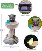 Solar Cat Statues for Bird Bath: Outdoor Sculptures for Garden Lawn Patio Yard Balcony Porch - Unique Gifts for Mother Grandma Women