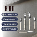 Khen Cream Cutlery Set of 20 –18/8 Stainless Steel Flatware