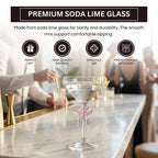 Single Clear Martini Glass with Pink Bow on Stem, One Piece