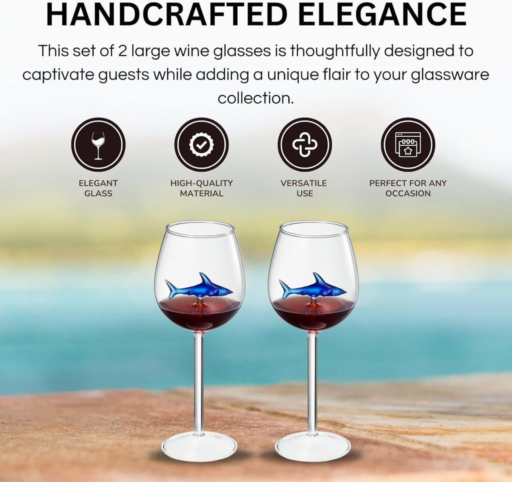 Shark-Inspired Wine Glasses Set of 2 – 13oz