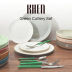 Khen Green Cutlery Set of 20 –18/8 Stainless Steel Flatware