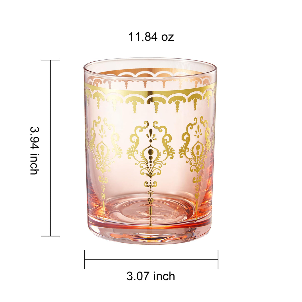 Moroccan Whiskey & Cocktail Tumbler Glass | Pink | Set of 2