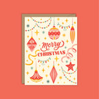 Merry Christmas Retro Ornaments Card-Boxed Set of 8 Cards
