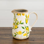 7.5” Lemon Print Ceramic Rustic Jug Vase - Che Cose Belle