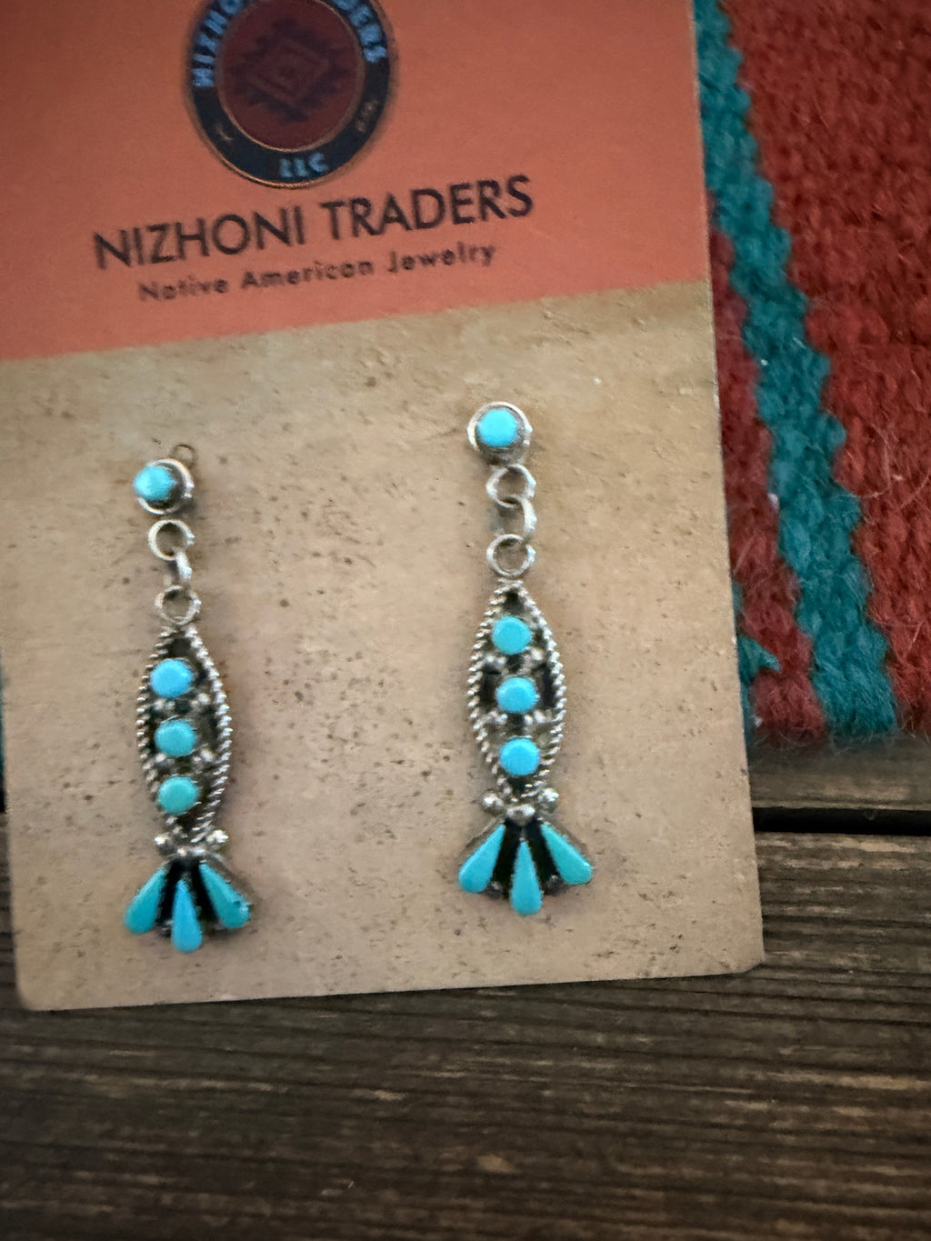 Handcrafted Old Pawn Sterling Silver & Turquoise Dangle Earrings