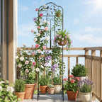 Metal Garden Trellis with Foldable Shelf 75 x 20 Inch