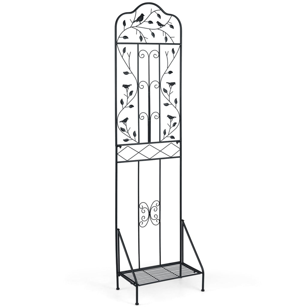 Metal Garden Trellis with Foldable Shelf 75 x 20 Inch