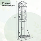 Metal Garden Trellis with Foldable Shelf 75 x 20 Inch