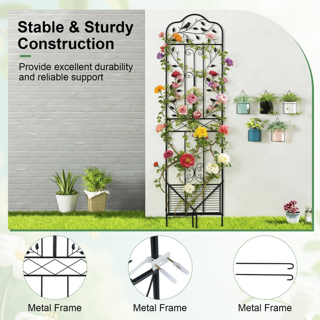 Metal Garden Trellis with Foldable Shelf 75 x 20 Inch