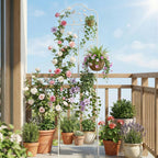 Metal Garden Trellis with Foldable Shelf 75 x 20 Inch