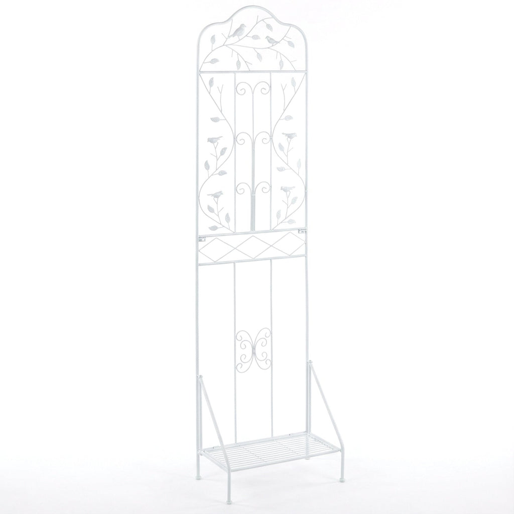 Metal Garden Trellis with Foldable Shelf 75 x 20 Inch