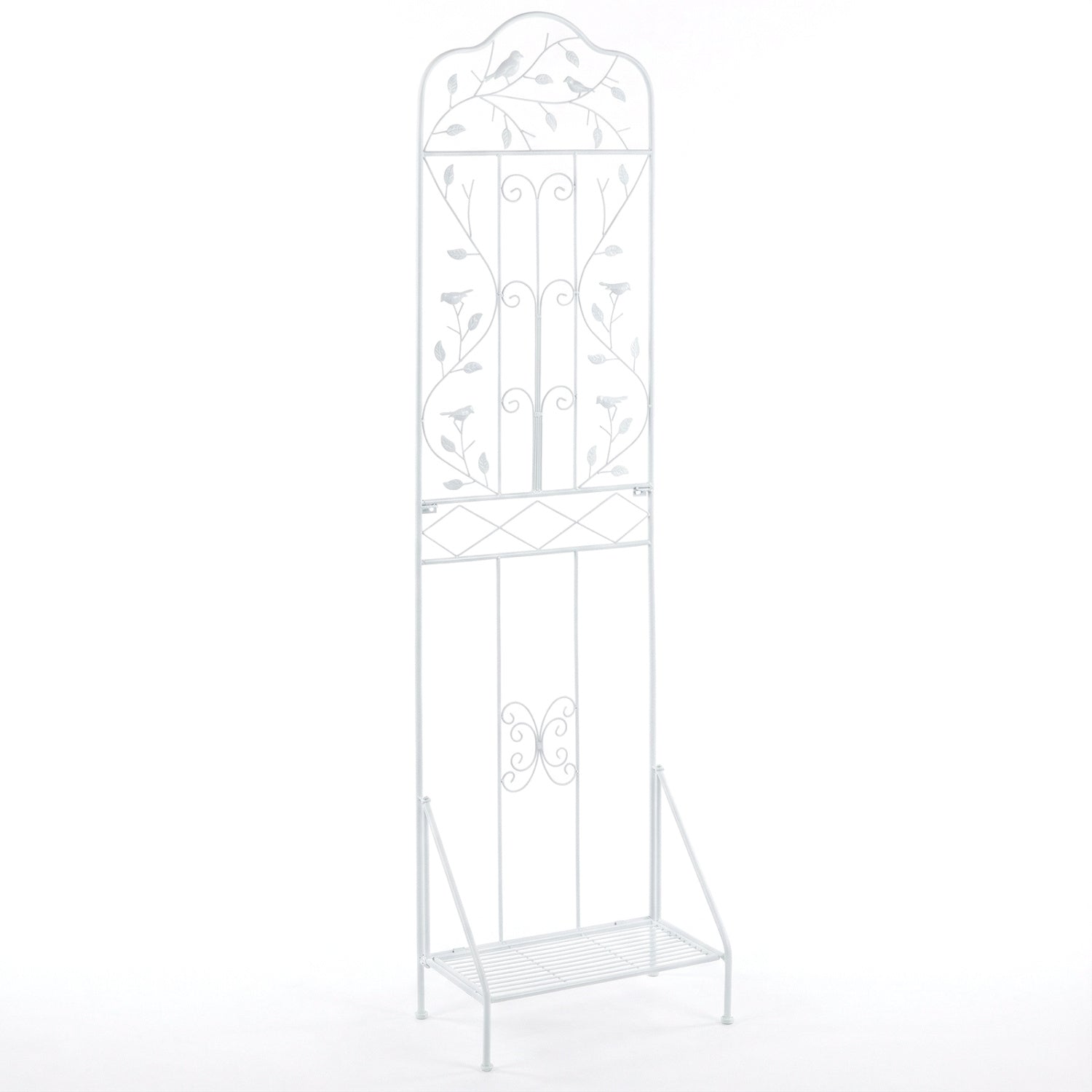Metal Garden Trellis with Foldable Shelf 75 x 20 Inch