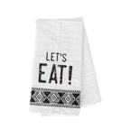 Jacquard Black White Aztec Tea Towel 24 x 17 Kitchen Hand Towel Lets Eat Festive Cotton