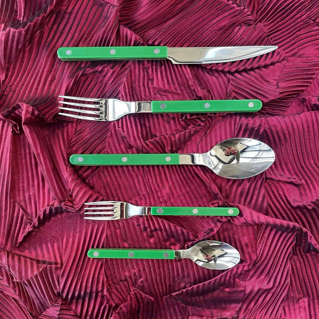 S/10 French Retro Flatware Set, Stainless Steel Rivet Cutlery Silverware
