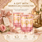 Moroccan Whiskey & Cocktail Glass | Pink & Clear | Set of 2