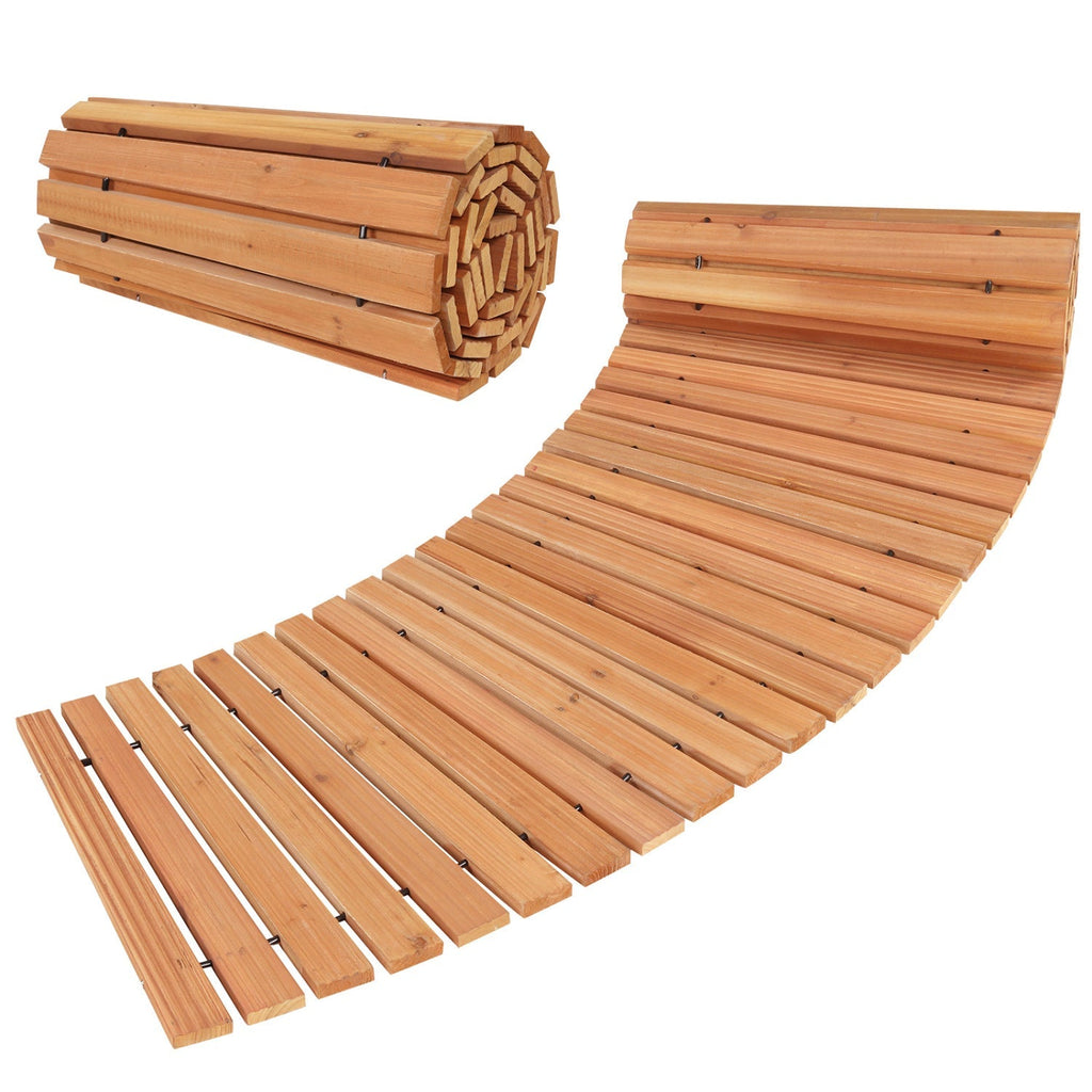 7 FT Wooden Garden Pathway with Anti-slip Surface for Gardens Patios