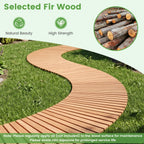 7 FT Wooden Garden Pathway with Anti-slip Surface for Gardens Patios