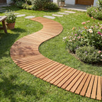 7 FT Wooden Garden Pathway with Anti-slip Surface for Gardens Patios