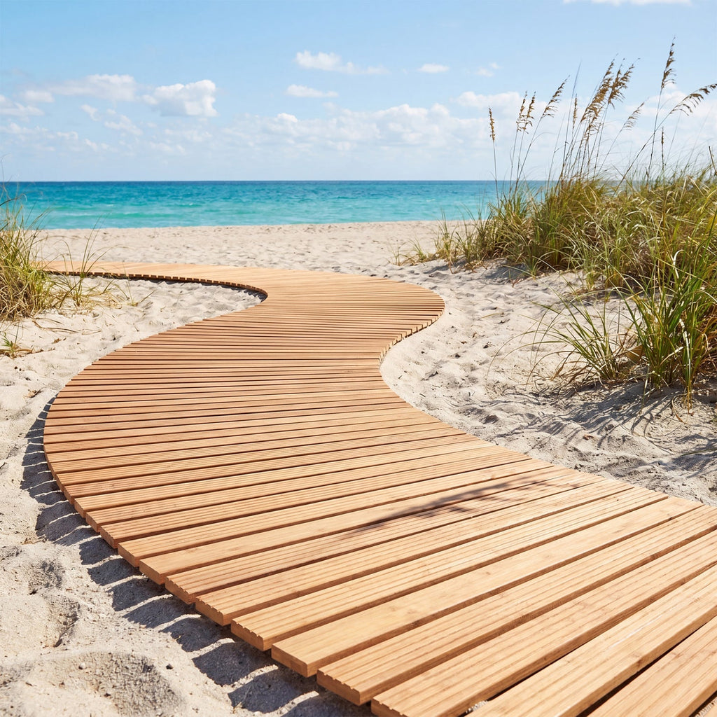 7 FT Wooden Garden Pathway with Anti-slip Surface for Gardens Patios
