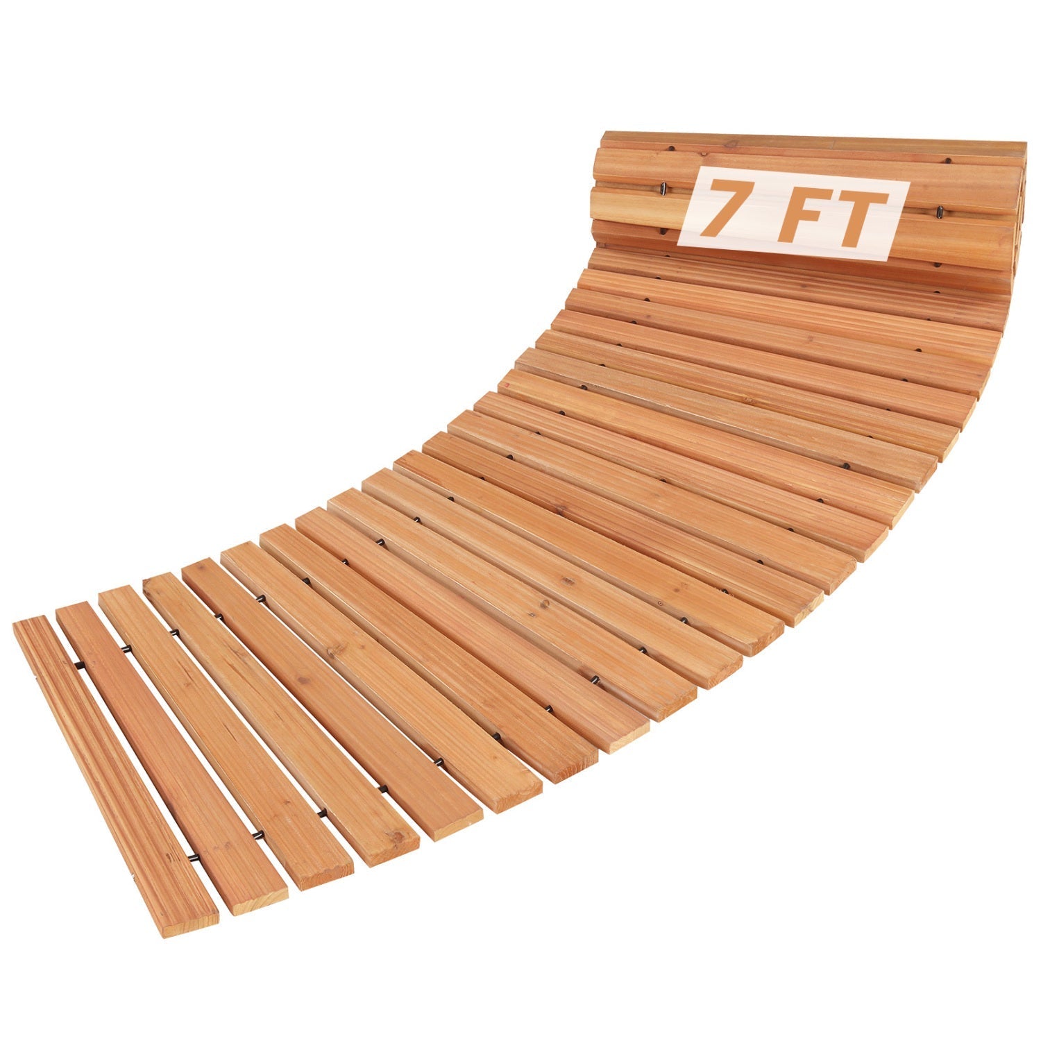 7 FT Wooden Garden Pathway with Anti-slip Surface for Gardens Patios