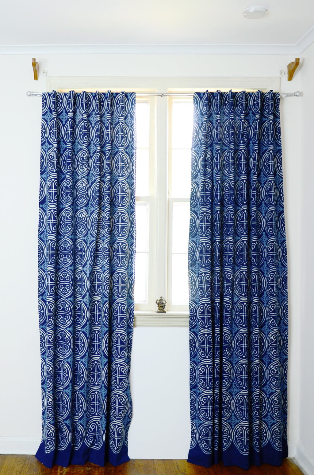 Indigo Cotton Curtain, Eco-Friendly Window Panel - Greece