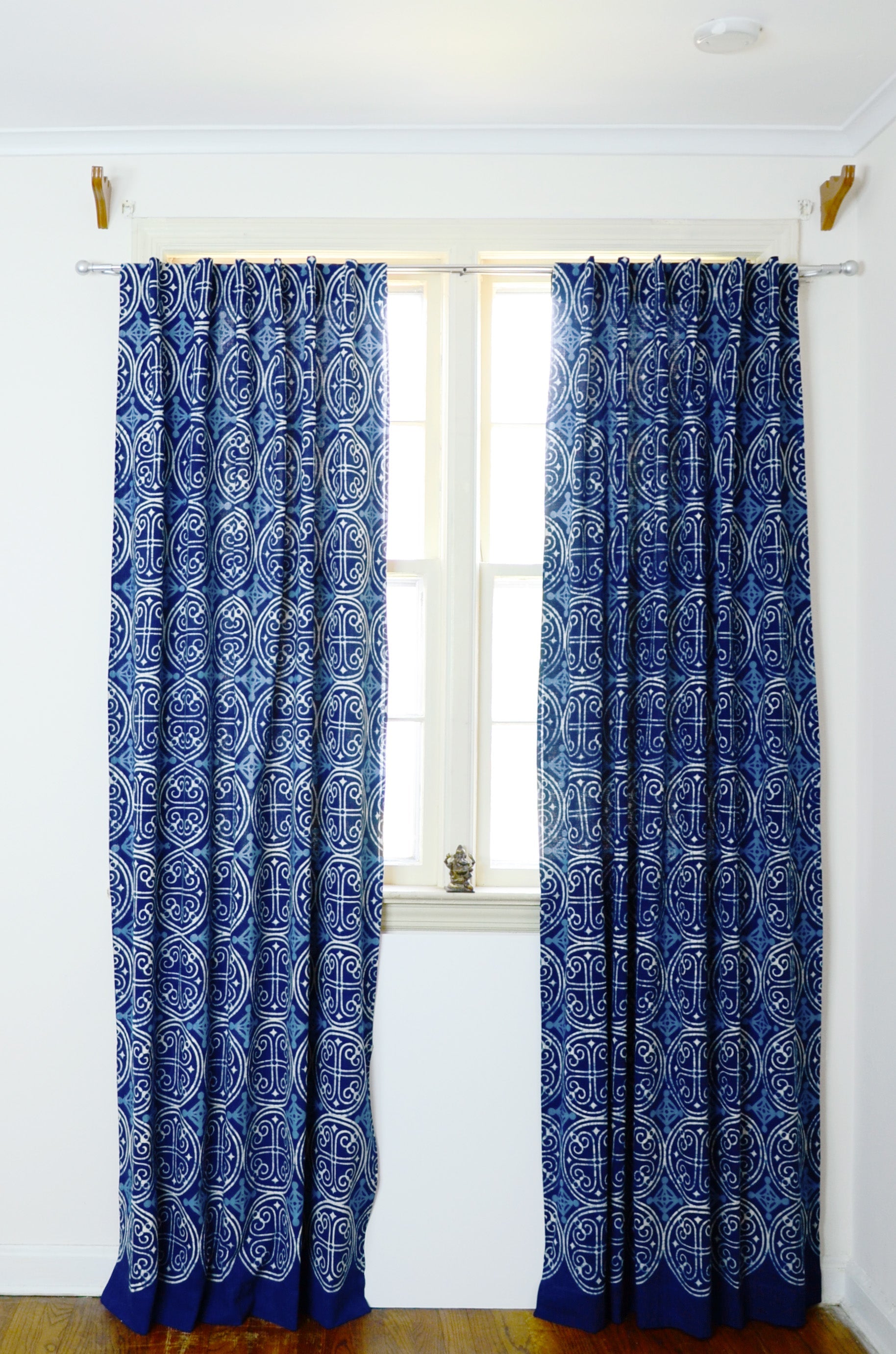 Indigo Cotton Curtain, Eco-Friendly Window Panel - Greece