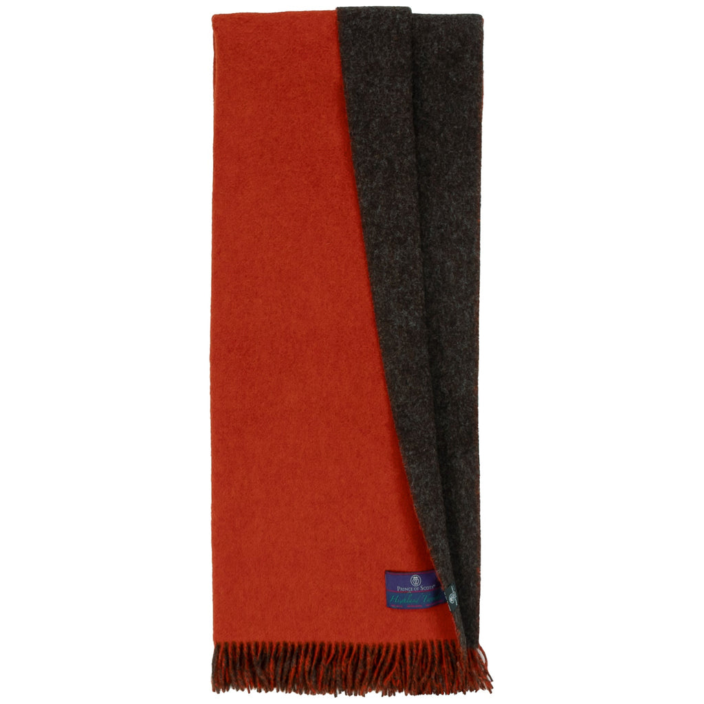 Highland Tweeds Reversible Double Cloth Throw - Orange/Brown