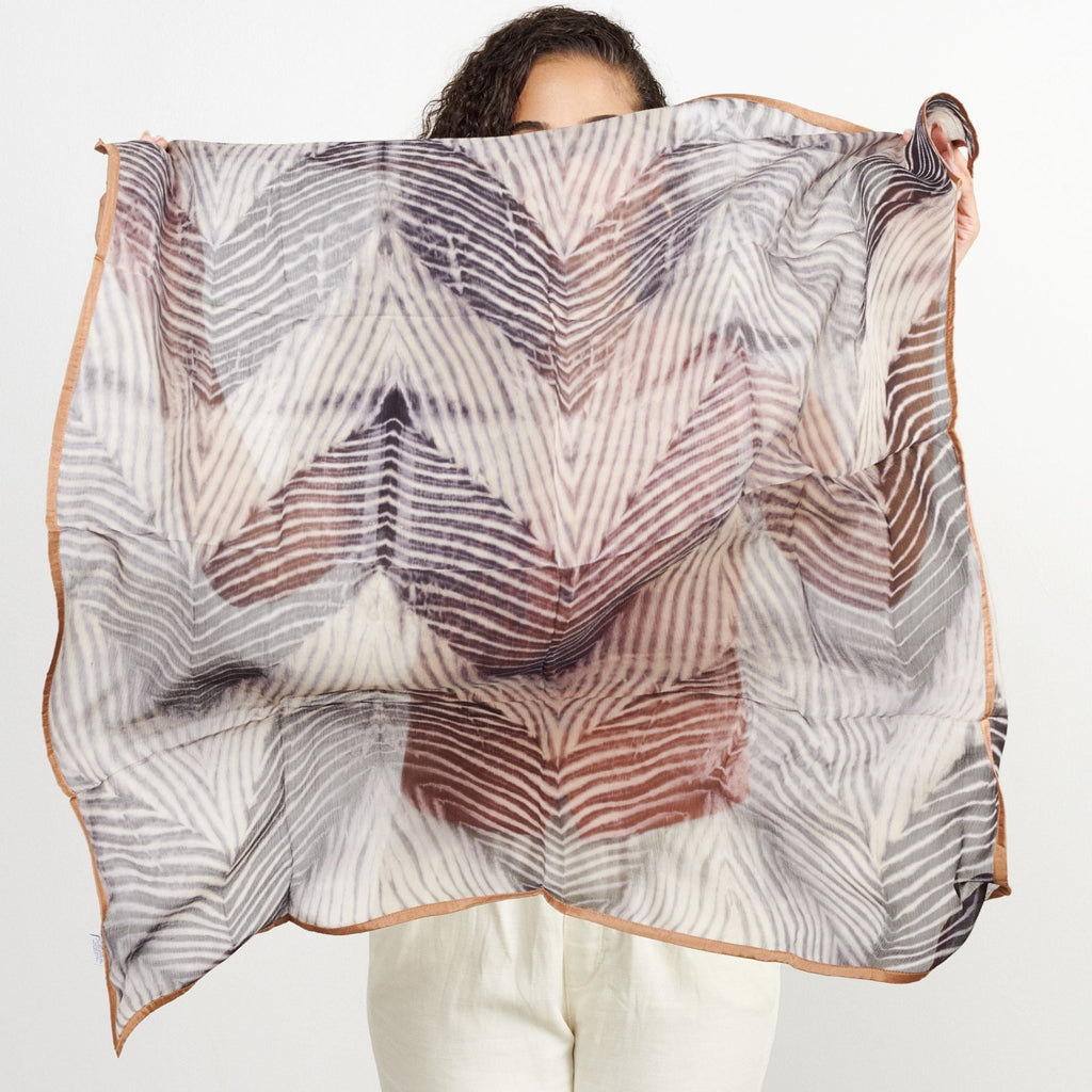 Samu Hand Crafted  Shibori Print Silk Chiffon Sqaure Scarf