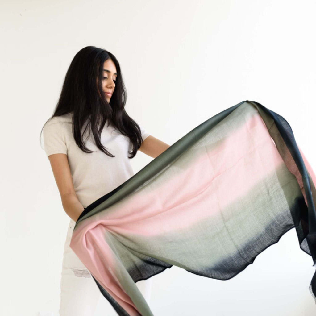 Iris Kiwi Cashmere Merino Handwoven Scarf