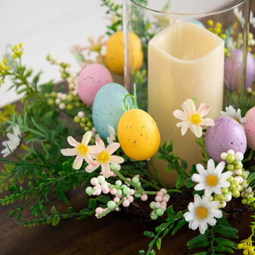8" Artificial Easter Candle Holder Arrangement - Che Cose Belle