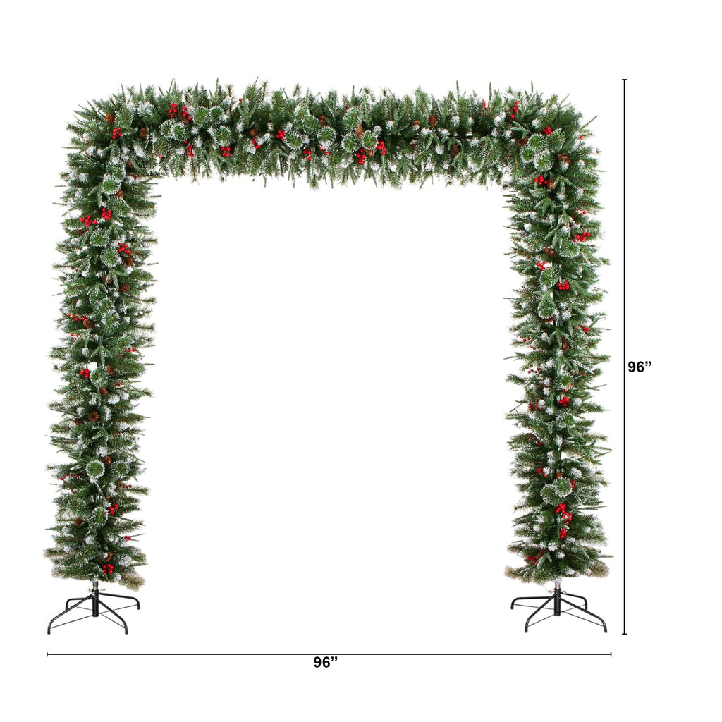 8' Artificial Holiday Green Christmas Pine Archway with Pinecones and Berries - Che Cose Belle