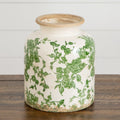 8” Floral Tuscan Ceramic Green Scroll Vase - Che Cose Belle