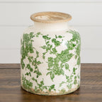 8” Floral Tuscan Ceramic Green Scroll Vase - Che Cose Belle