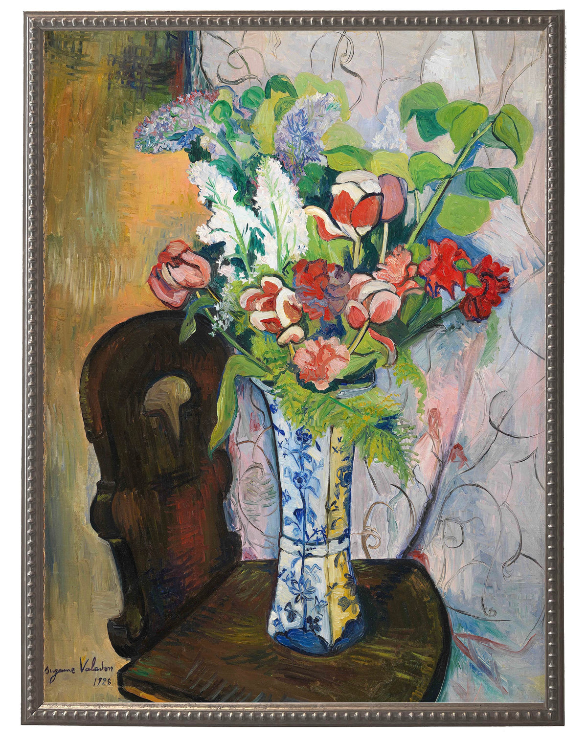 Colorful Flowers in Ornate Vase