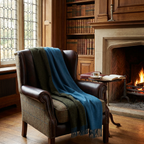 Highland Tweeds Reversible Double Cloth Throw - Sea/Green
