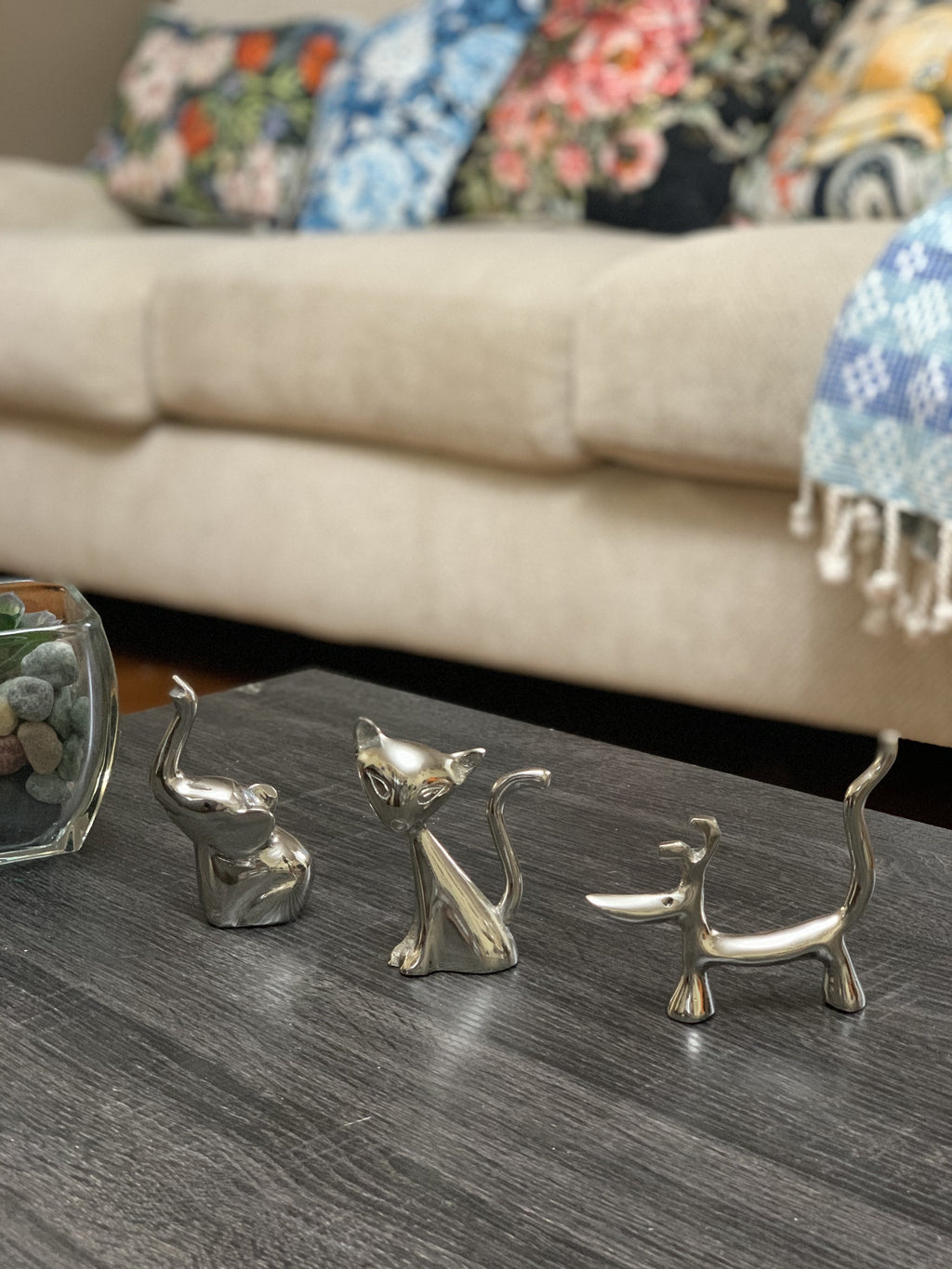 Vibhsa Dog Cat & Elephant Ring Holders Set - Silver