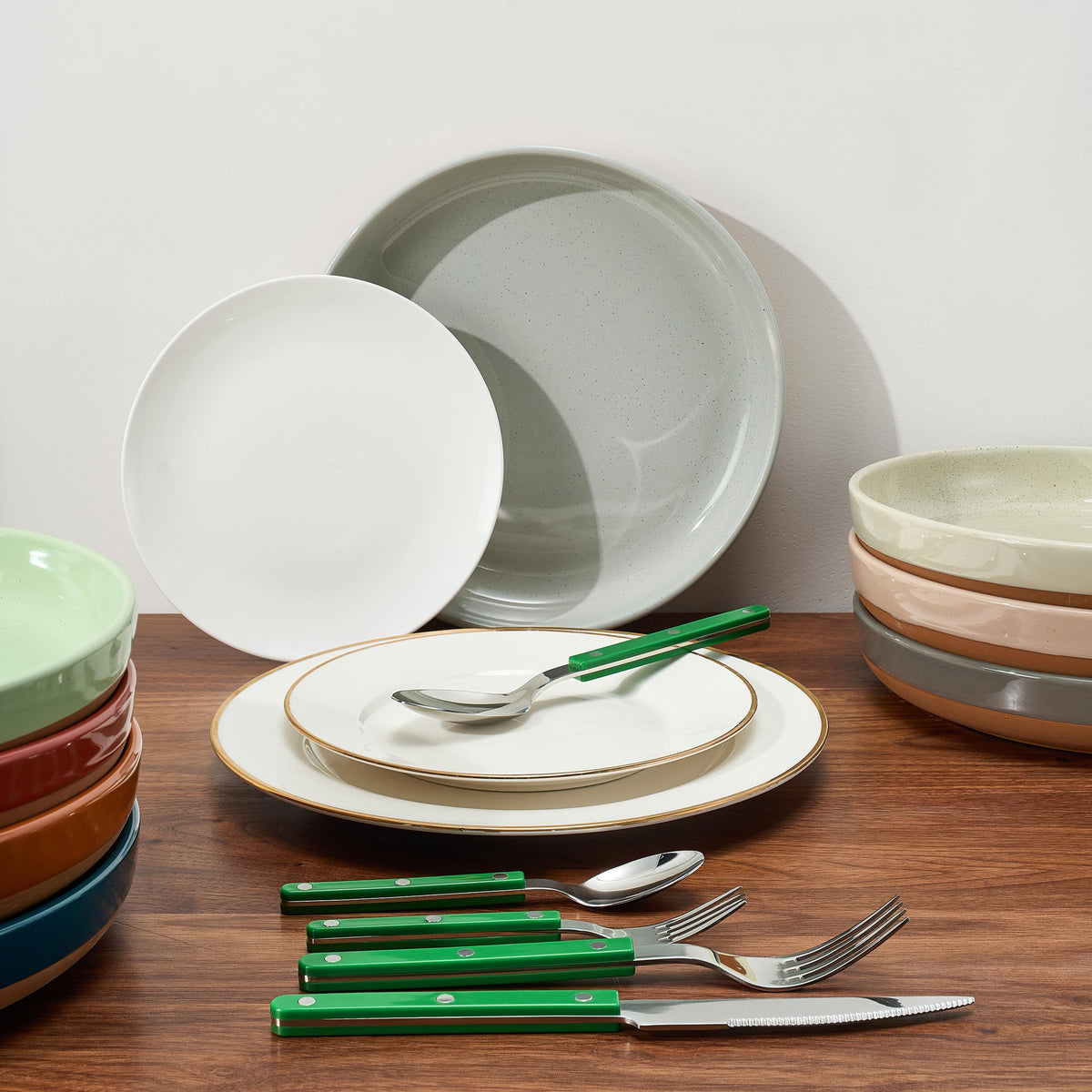 Khen Green Cutlery Set of 20 –18/8 Stainless Steel Flatware