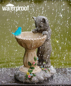 Solar Cat Statues for Bird Bath: Outdoor Sculptures for Garden Lawn Patio Yard Balcony Porch - Unique Gifts for Mother Grandma Women