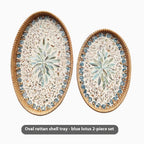 Japanese Rattan Shell Tray For Household Tea
