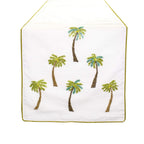 Fennco Styles Raquel Collection Beaded Palm Trees 100% Pure Cotton 16 x 72 Inch Table Runner – White Table Runner for Indoor Party, Family Gathering, Beach House and Home Décor