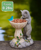 Solar Cat Statues for Bird Bath: Outdoor Sculptures for Garden Lawn Patio Yard Balcony Porch - Unique Gifts for Mother Grandma Women