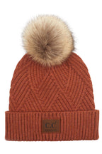 C.C Women's Heather Beanie Hat With Pom And Suede Patch