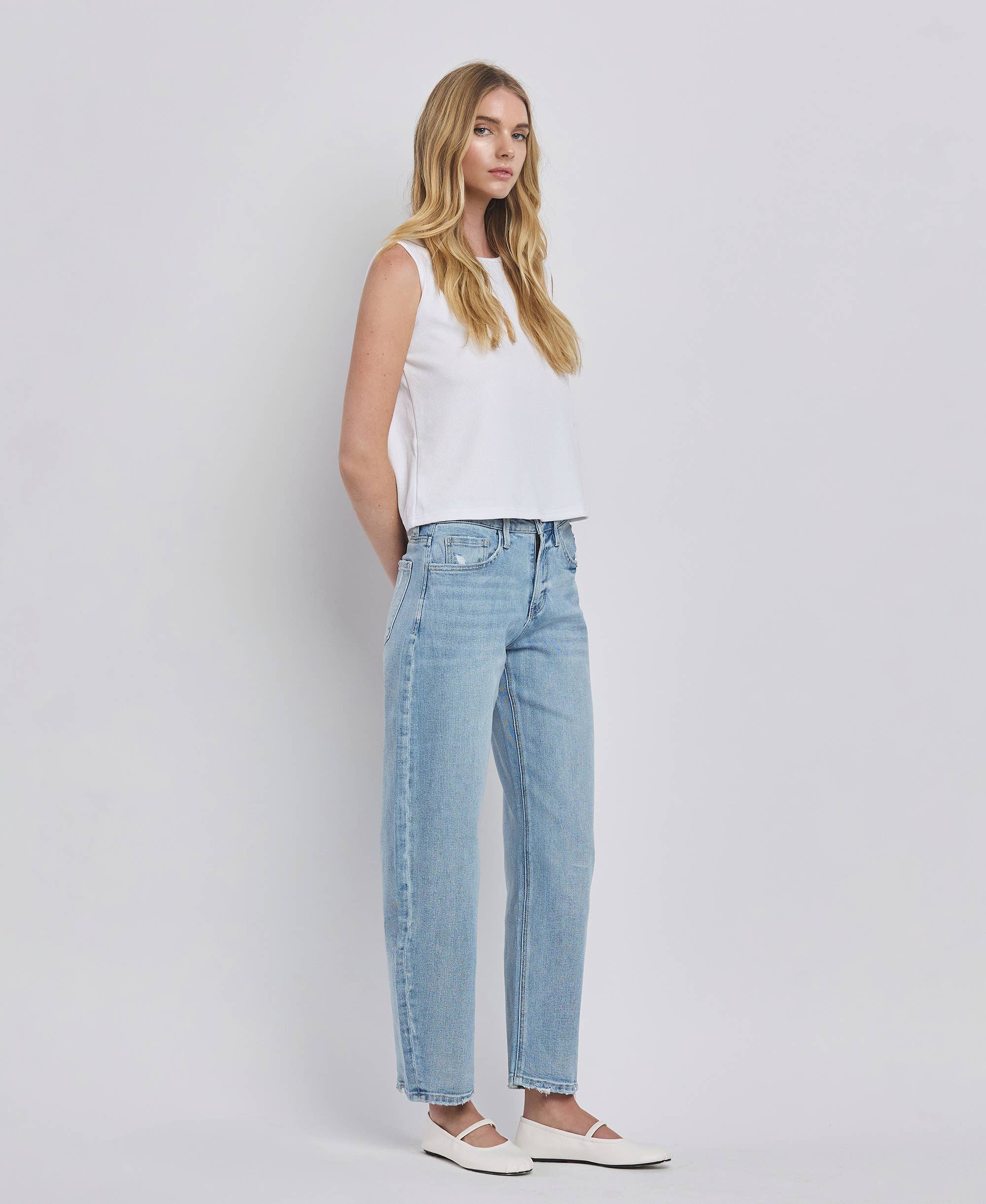 Lovervet by VERVET High Rise Barrel Leg Jeans