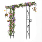 Garden Arbor with Bird Feeding Station 84 Inch Black