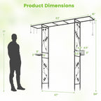 Garden Arbor with Bird Feeding Station 84 Inch Black