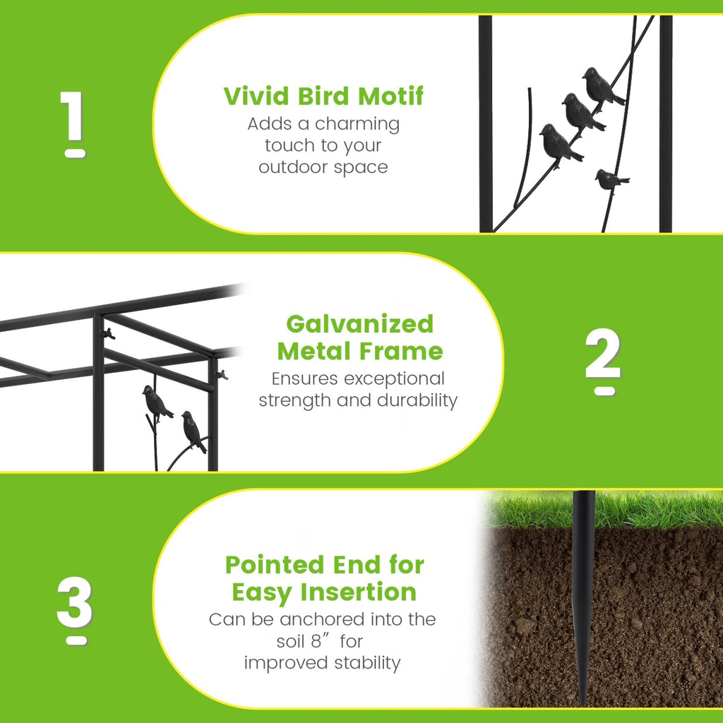 Garden Arbor with Bird Feeding Station 84 Inch Black