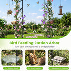 Garden Arbor with Bird Feeding Station 84 Inch Black