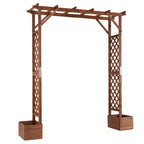 Garden Arbor with Planter Boxes 87in Tall Wooden Trellis