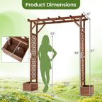 Garden Arbor with Planter Boxes 87in Tall Wooden Trellis